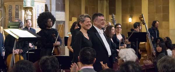 Schiller Institute Chorus Directors Diane Sare and John Sigerson, post concert.