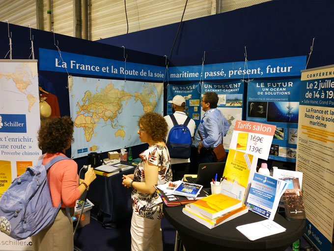 Schiller Institute booth at the La Mer XXL Exposition in Nantes, France on June 30, 2019.