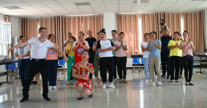 Dancing at Gaochang District vocational and training center (Turpan).